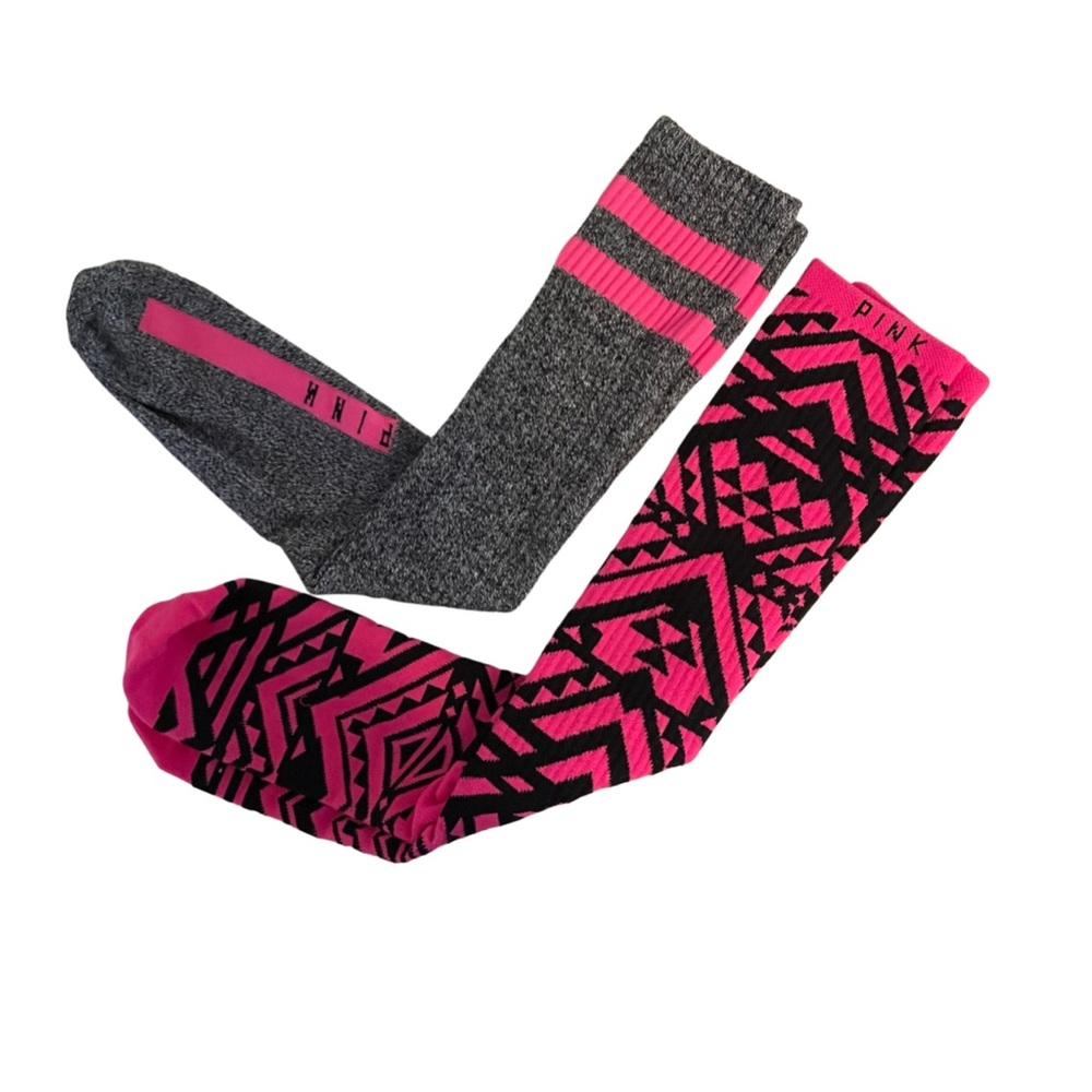 PINK Two Pairs Of Knee High Socks